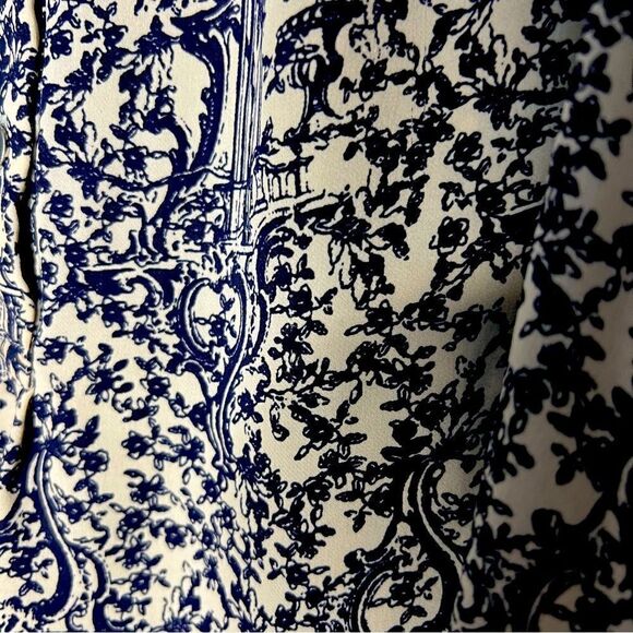 BANANA REPUBLIC Blouse, cream/navy print Size XS - Picture 4 of 6